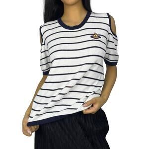 Vivienne Westwood Stripe Orb Hole Shoulder Top